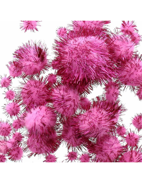 Set mit 60 glänzenden Pompons - Rosa