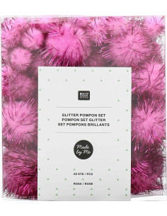 Set mit 60 glänzenden Pompons - Rosa 2