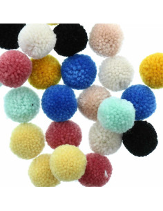 Set aus 24 Wollpompons - Natur