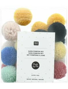 Set aus 24 Wollpompons - Natur 2