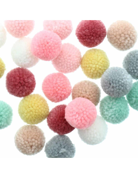 Set aus 24 Wollpompons - Pastellfarben