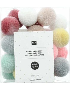 Set aus 24 Wollpompons - Pastellfarben 2