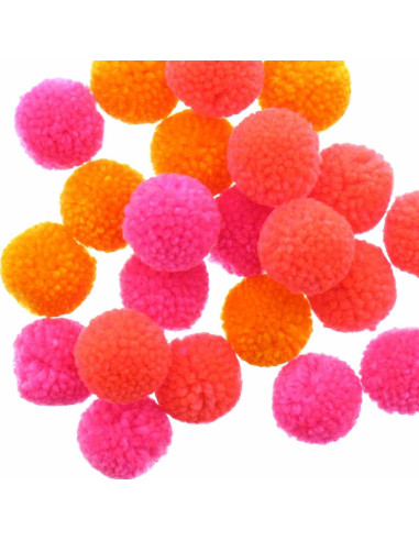 Set aus 24 Wollpompons - Neonfarben
