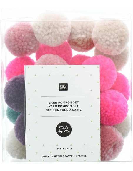 Set mit 24 Wollpompons - Jolly Christmas Pastell