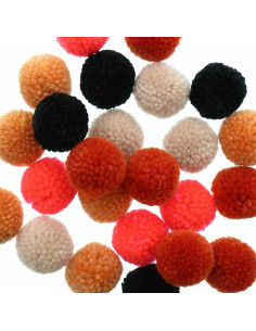 Set aus 24 Wollpompons - Halloween