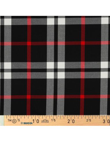 Schottisches Tartan-Gewebe - Schwarz, Weiß und Rot