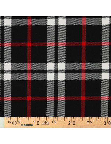 Schottisches Tartan-Gewebe - Schwarz, Weiß und Rot