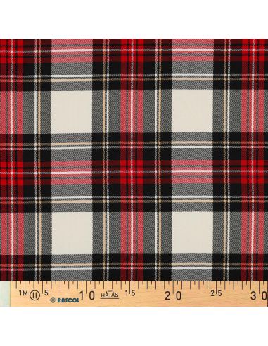 Schottisches Tartan-Gewebe - Schwarz, Rot, Gelb und Weiß