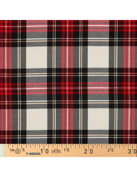 Schottisches Tartan-Gewebe - Schwarz, Rot, Gelb und Weiß