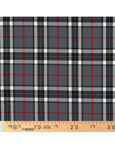 Schottisches Tartan-Gewebe - Schwarz, Grau und Rot