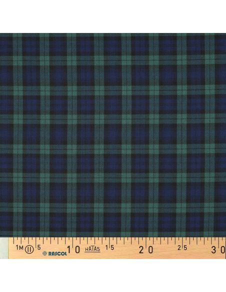 Schottisches Tartan-Gewebe - Schwarz, Blau und Grün