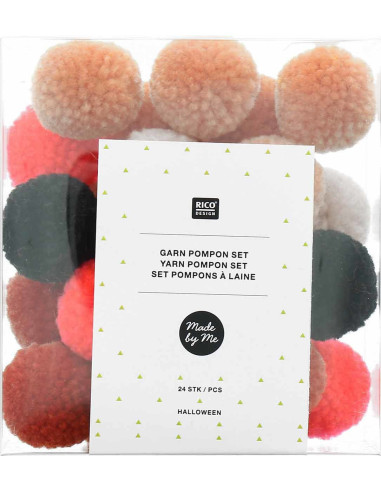 Set aus 24 Wollpompons - Halloween