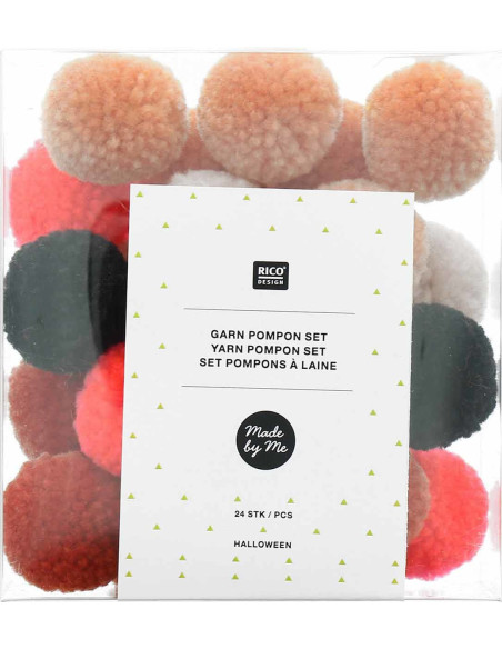 Set aus 24 Wollpompons - Halloween