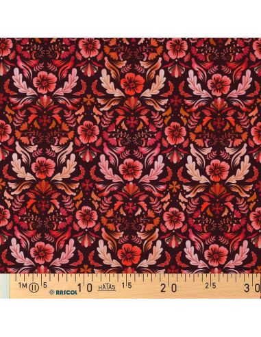 Bedruckter Jersey-Stoff Clara - Roter Hintergrund