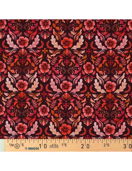 Bedruckter Jersey-Stoff Clara - Roter Hintergrund