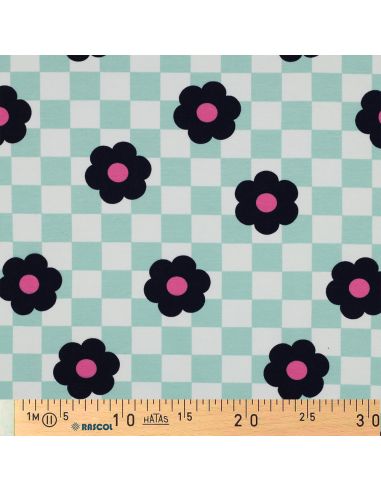 Leichter Sweatstoff mit Blumen - Grün