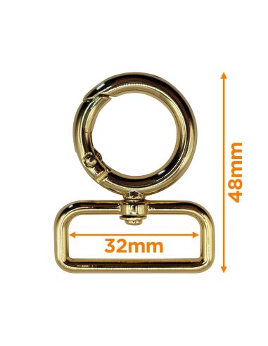 Runder drehbarer Karabinerhaken - Gold 32 x 20 mm
