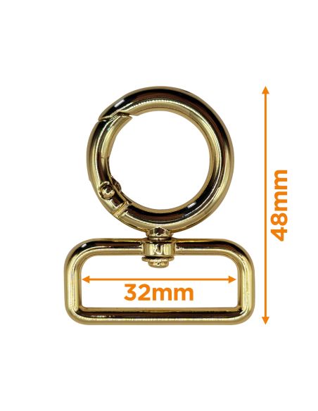 Runder drehbarer Karabinerhaken - Gold 32 x 20 mm