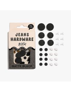 Jeans-Knopf- und Nieten-Set - Matt Schwarz