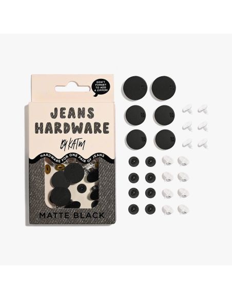 Jeans-Knopf- und Nieten-Set - Matt Schwarz