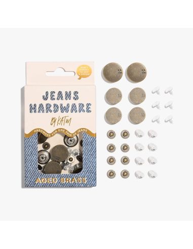 Jeans-Knopf- und Nieten-Set - Messing