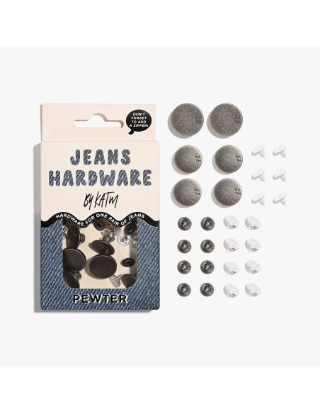 Jeansknopf- und Nieten-Set - Zinn
