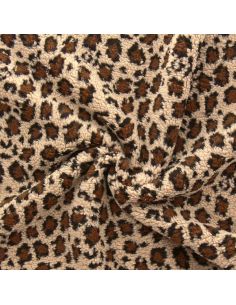 Leoparden-Teddy-Stoff - Dunkelbeige
