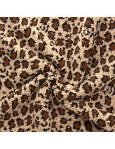 Leoparden-Teddy-Stoff - Dunkelbeige