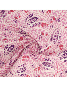 Baumwoll-Popeline-Stoff mit Fantasiemuster - Rosa Federn
