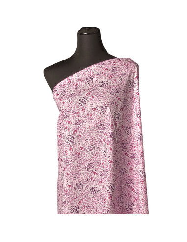 Baumwoll-Popeline-Stoff mit Fantasiemuster - Rosa Federn