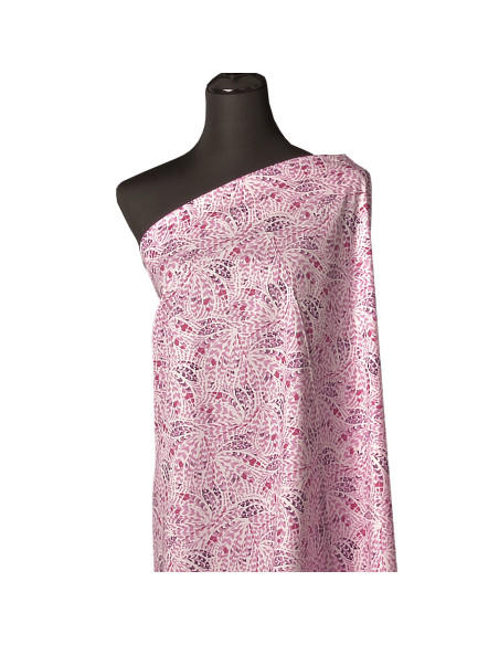 Baumwoll-Popeline-Stoff mit Fantasiemuster - Rosa Federn