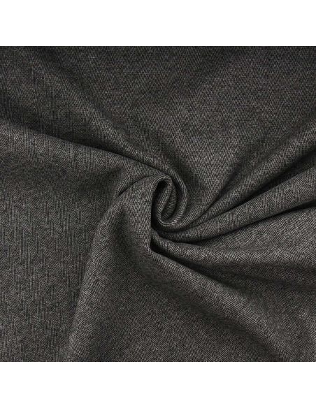 Fischgrät-Wollstoff für Mantel - Schwarz