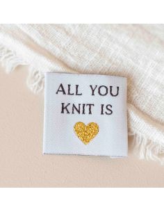 Gewebtes Etikett zum Annähen All you knit is love