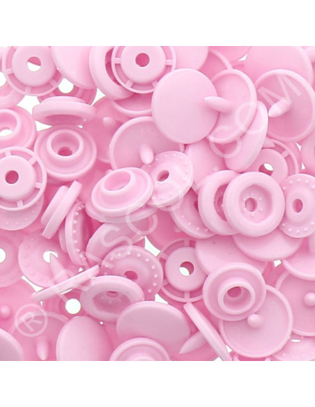 Beutel mit 25 runden KAM Harzdruckknöpfen - Zuckerrosa