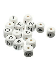 Perlen Buchstabenwürfel aus weißem Holz