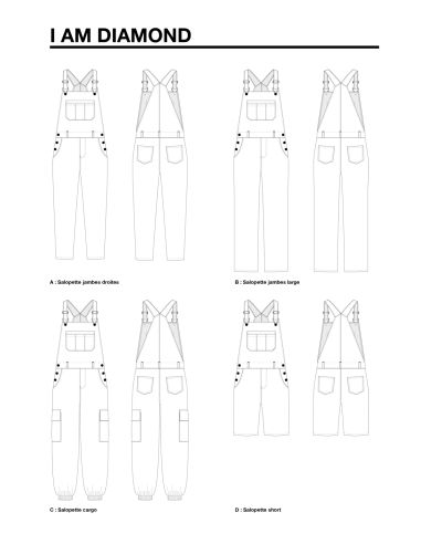 Diamond Latzhosen- und Shorts-Schnittmuster - I am patterns