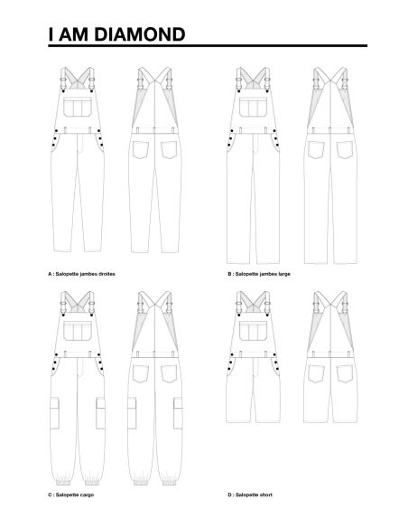 Diamond Latzhosen- und Shorts-Schnittmuster - I am patterns