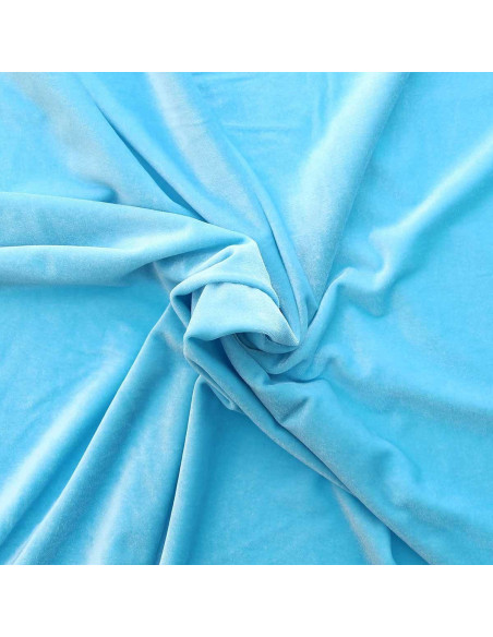 Stretch-Samtstoff - Aqua Blau