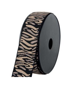Elastisch Zebra - Beige und Braun mit silbernem Lurex