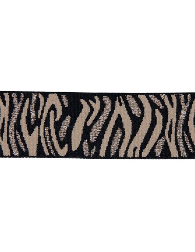 Elastisch Zebra - Beige und Braun mit silbernem Lurex