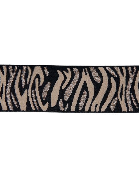 Elastisch Zebra - Beige und Braun mit silbernem Lurex