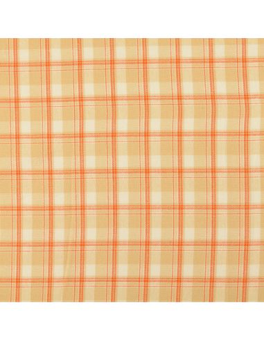 Schottischer Tartan-Flanellstoff - Beige mit orangefarbenen Streifen