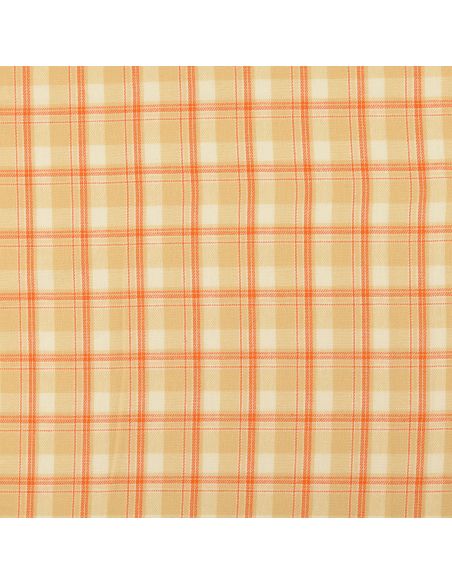 Schottischer Tartan-Flanellstoff - Beige mit orangefarbenen Streifen