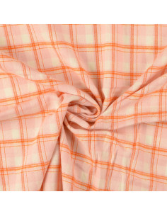 Schottisches Tartan-Flanellgewebe - Hellrosa mit orangefarbenen Streifen