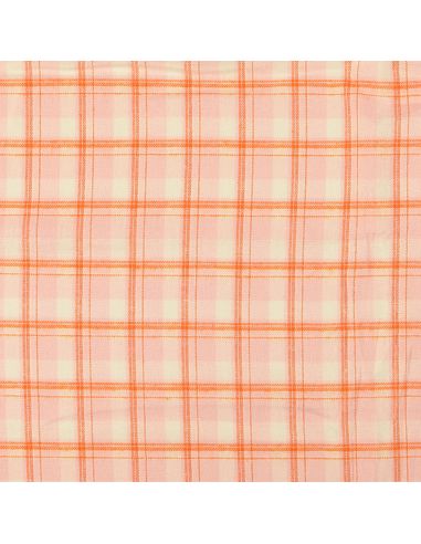 Schottisches Tartan-Flanellgewebe - Hellrosa mit orangefarbenen Streifen