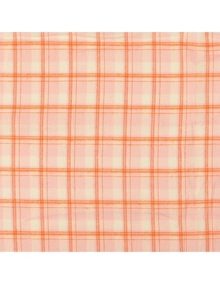 Schottisches Tartan-Flanellgewebe - Hellrosa mit orangefarbenen Streifen