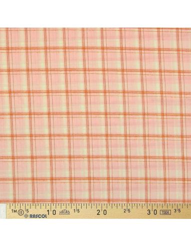Schottisches Tartan-Flanellgewebe - Hellrosa mit orangefarbenen Streifen