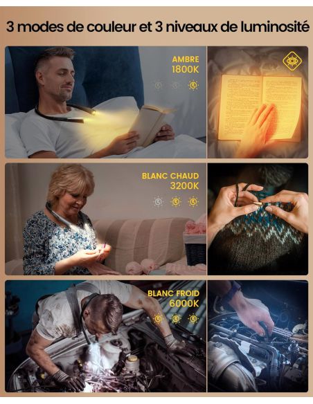 Freihändige Nackenlampe wiederaufladbar Rascol