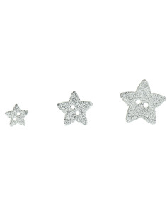 Zwei-Loch-Knopf Stern Glitzer - Silber