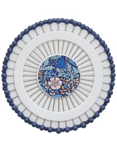 Scheibe mit 40 Stecknadeln mit Kunststoffkopf - Blaue Blumen Kollektion